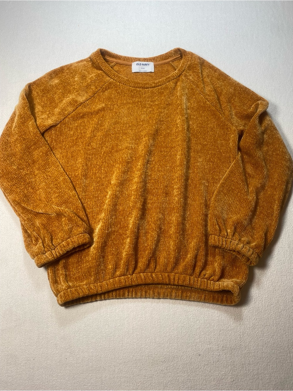 Old Navy Girl’s Mustard Chenille Crewneck Sweater size XL (14)